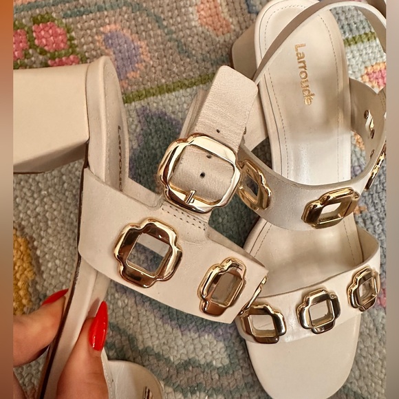 Larroudé Milan Sandal In Ivory Leather - Picture 2 of 4